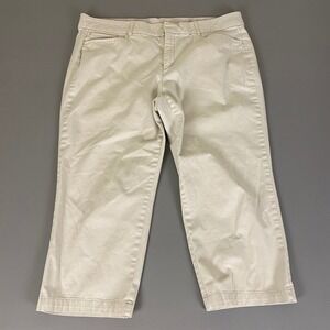 JM Collection Capri Pants‎ Woman Size 16W Khaki Beige Cotton Blend Cropped